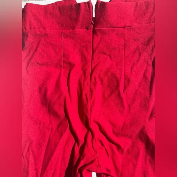 Fashion Nova Red Skinny Pants with Bow Detail - Picture 9 of 10